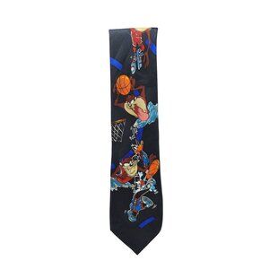 Vintage 1992 Looney Tunes Taz Basketball Character Mens Silk Necktie
